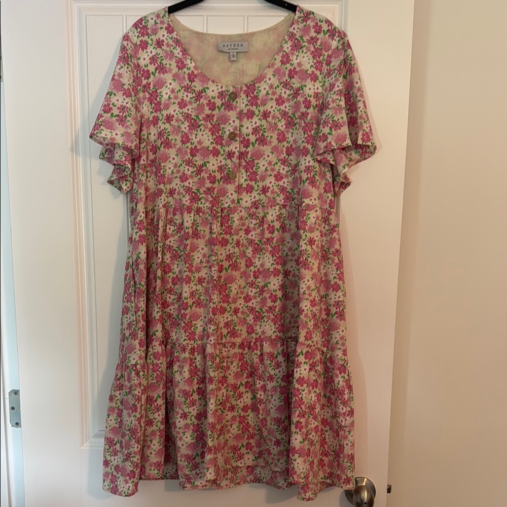 Floral Pink and Green Dress